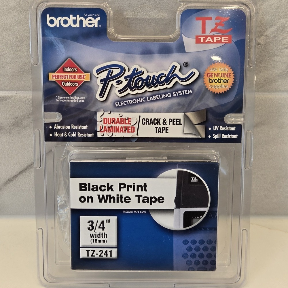 Brother P-touch‎ TZ-221 Label Tape 9mm (3/8") Black on White – New OEM